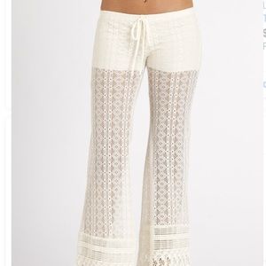 L Space “Coachella” Crochet Pant Cover Up Ivory XS